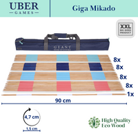 XL Giga Mikado - 90 cm Pick Up Sticks - FSC-Kiefernholz - In Luxustasche