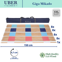 XXL Mega Mikado - 150 cm Pick Up Sticks - FSC-Kiefernholz - In Luxustasche