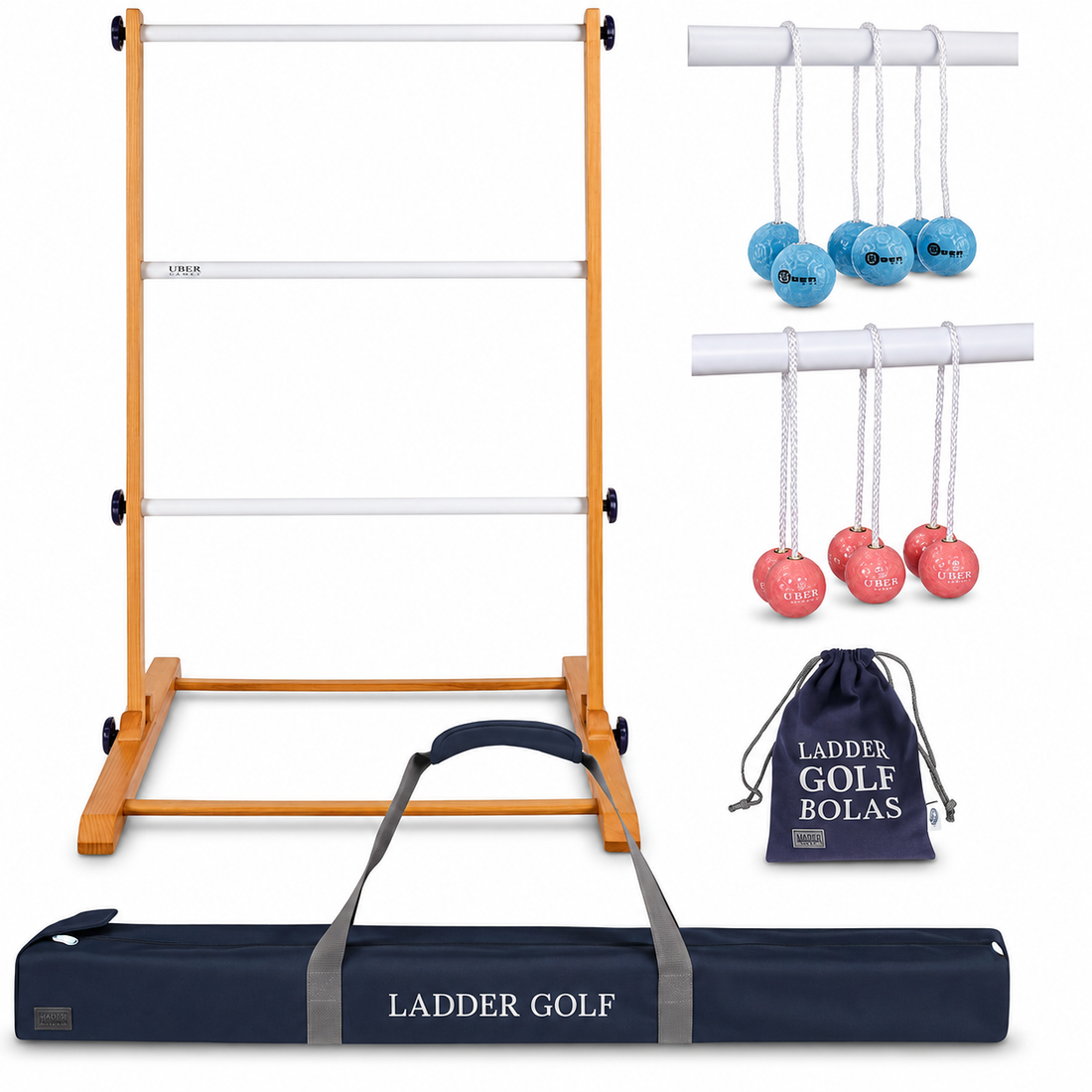 Profi Hard Golf Leitergolf Spiel - Himmelblau / Korallrot - 100% Profi - Stark und Stabil - in luxus Tasche