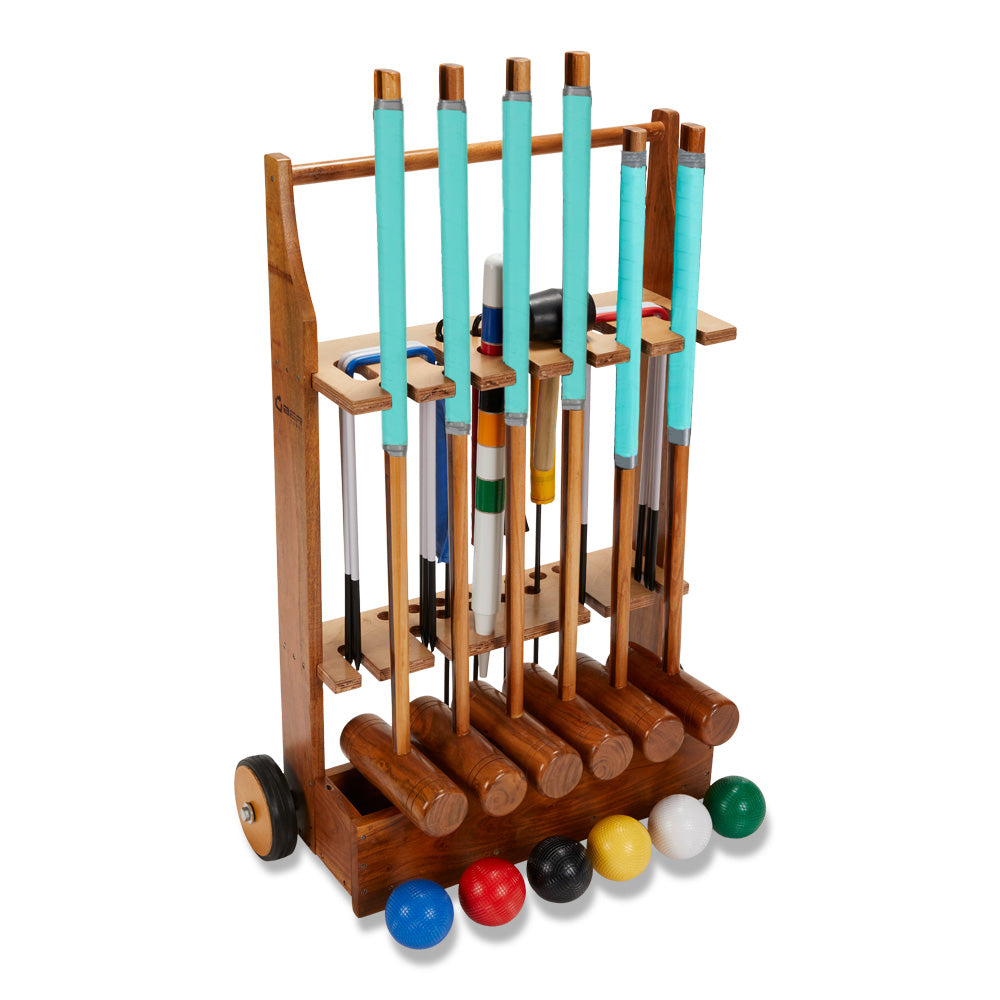 Garten Croquet Set - 6 Spieler - Hartholz- Krocket-Spiel - Crockett made in Indien - Design in England