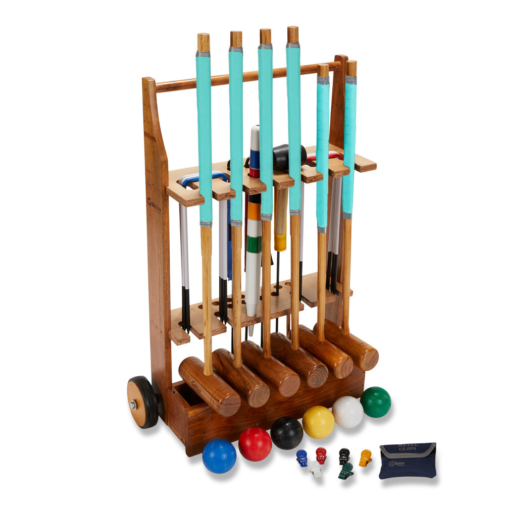 Profi Croquet Set - 6 Spieler - Indien Hartholz - Design in England - Komplett