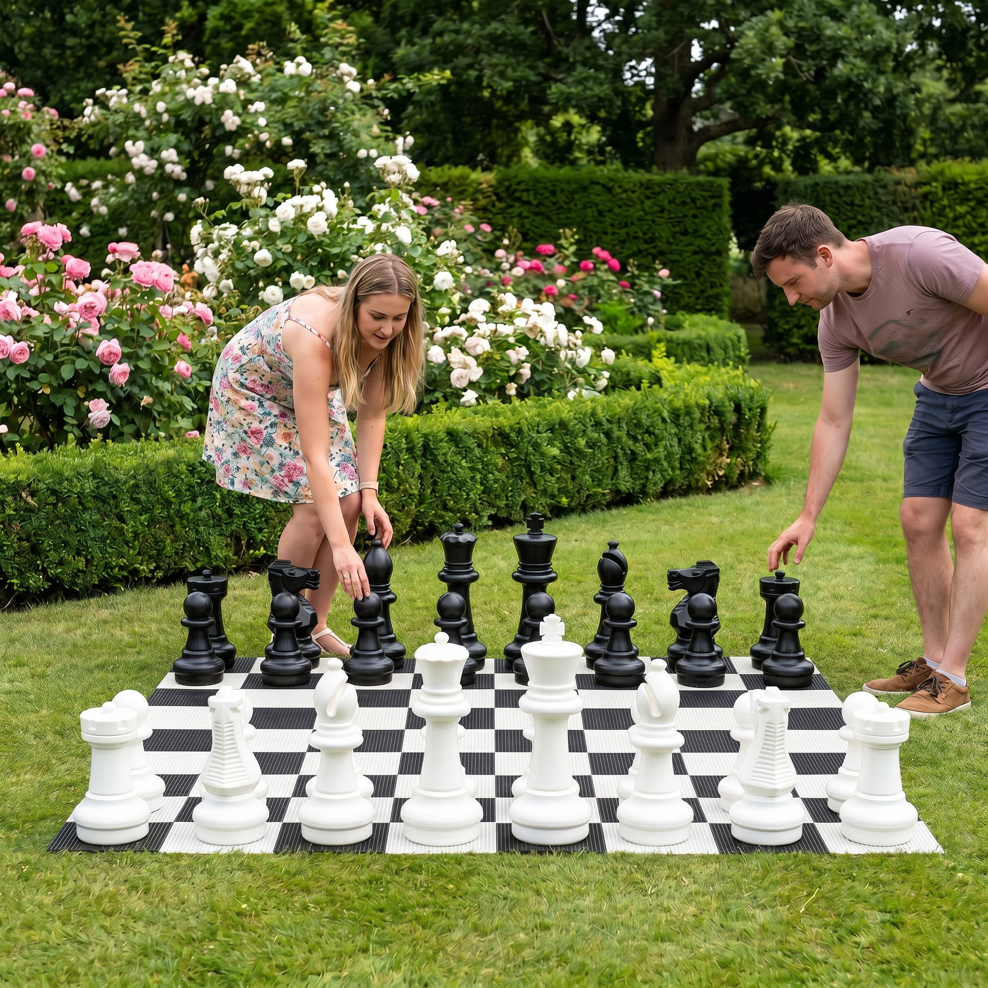 XXL Großschach-Set - Gartenschach bis 41 cm - 1-teilig - UV-geschützt - Schachspiel XXL