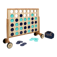 Mega 4-Gewinnt XL auf Rädern, schräge Ansicht mit Spielscheiben und Scheibentasche