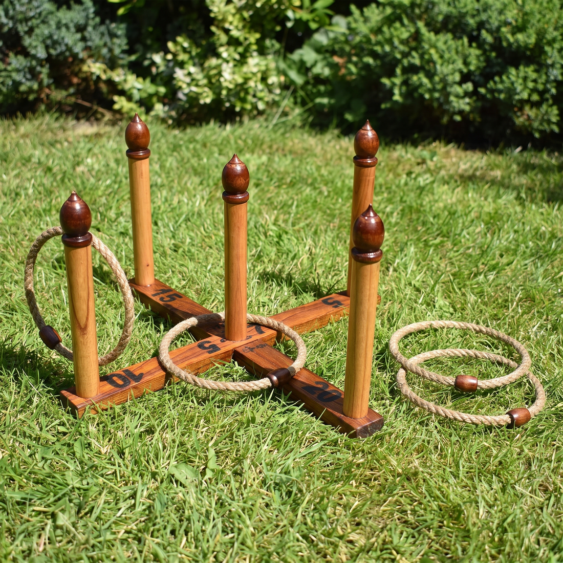 Uber Ringwurfspiel - Quoits - In ordentlicher Tasche - Indien Hartholz - Tau Ringen