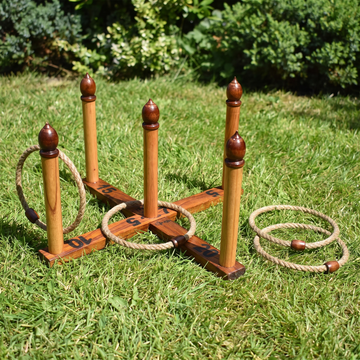 Uber Ringwurfspiel - Quoits - In ordentlicher Tasche - Indien Hartholz - Tau Ringen