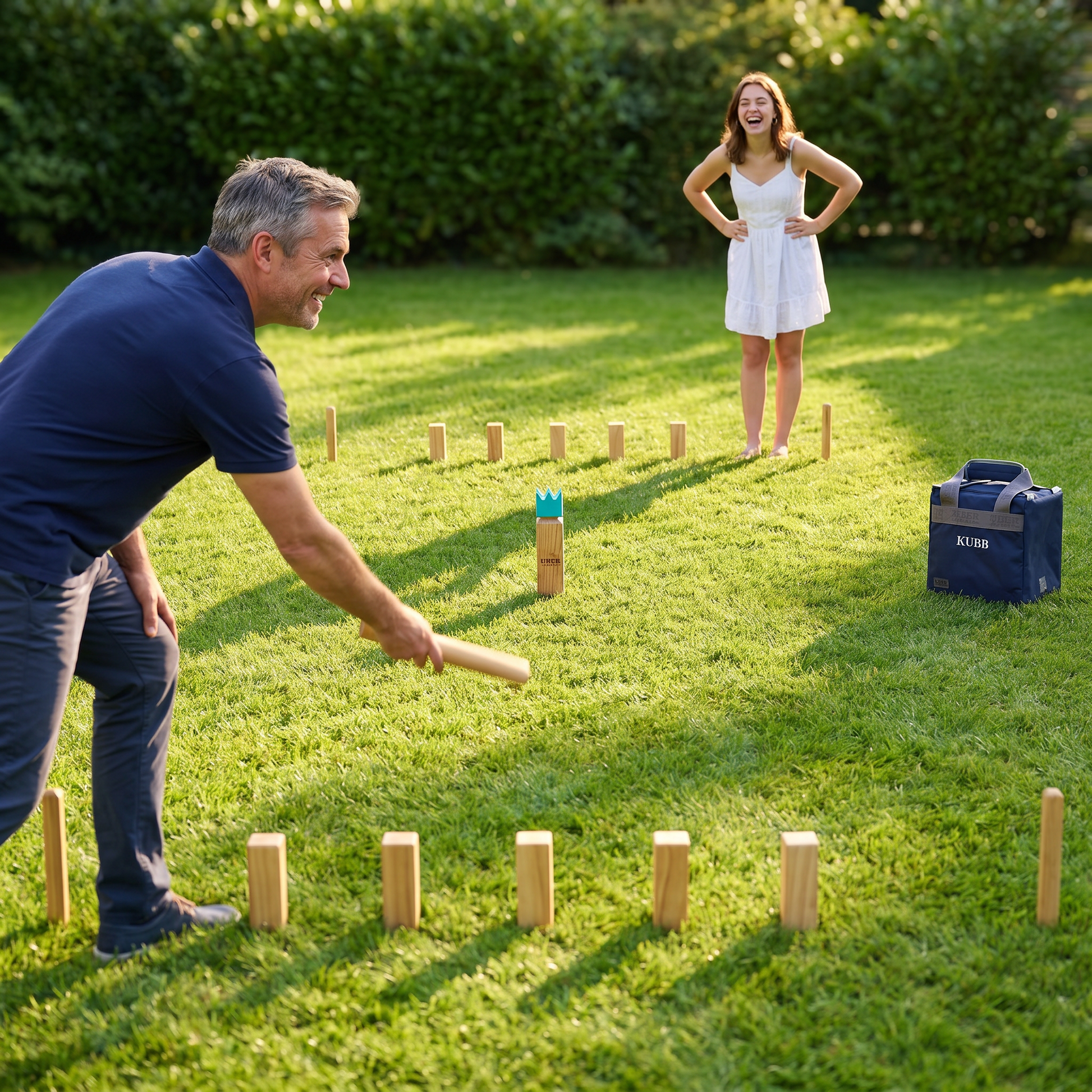 Kubb - Kompaktes Set - ECO Indien Hartholz - inklusive Tasche