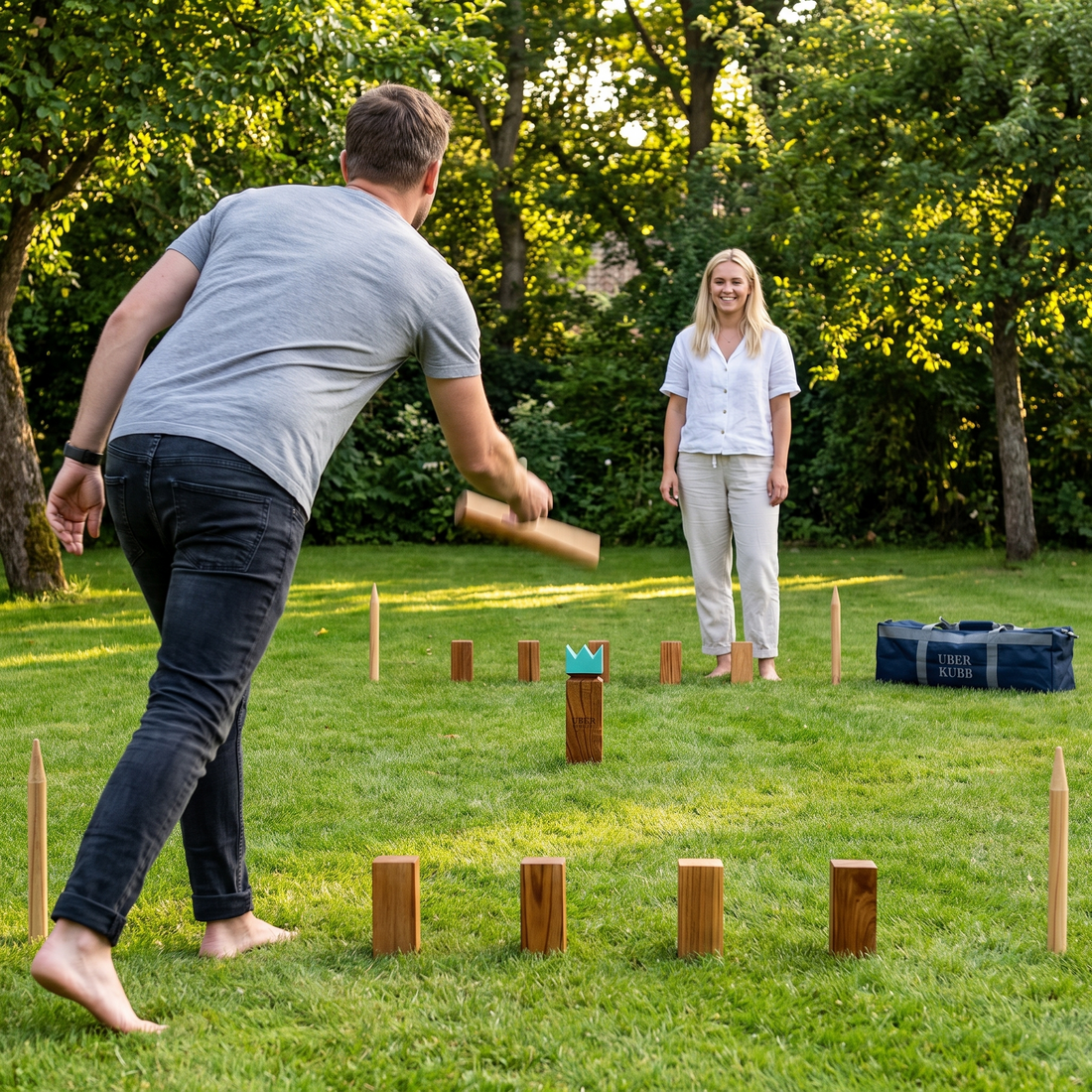 Uber Kubb - Offizielles Set - ECO indien Hartholz - inklusive luxus Tasche
