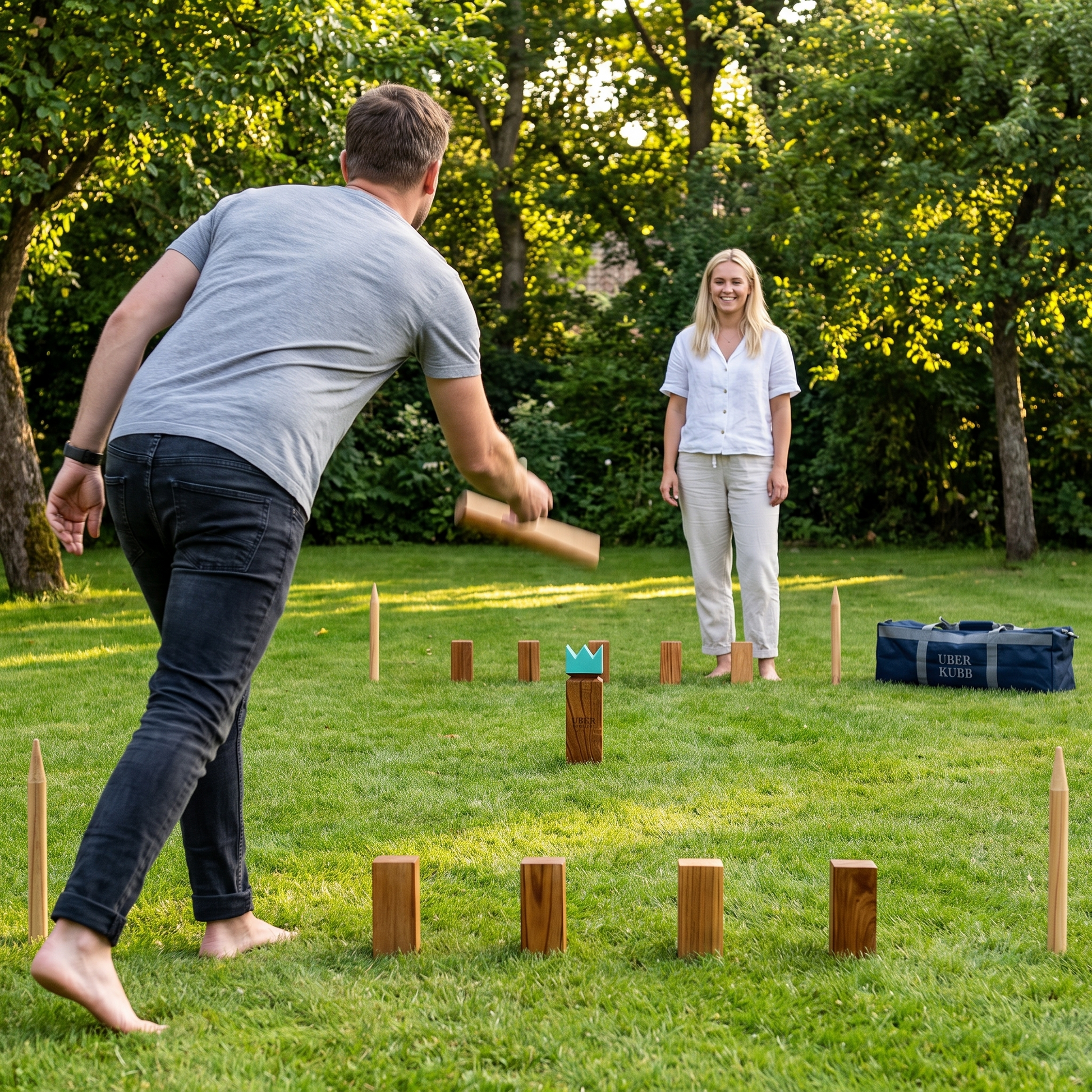 Uber Kubb - Offizielles Set - ECO indien Hartholz - inklusive luxus Tasche