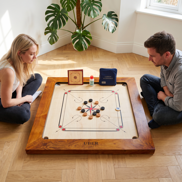 Bulldog Tournament Carrom Set - 22 KG - ECO Hartholz - Karrom Profi Turnier Spiel - Komplett