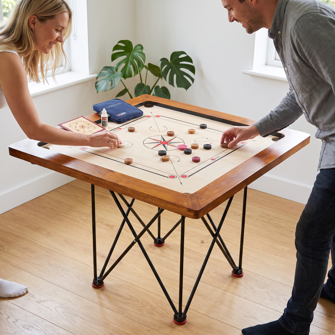 Tournament Carrom Set - 22 KG - ECO Hartholz - Karrom Profi Turnier Spiel - Komplett