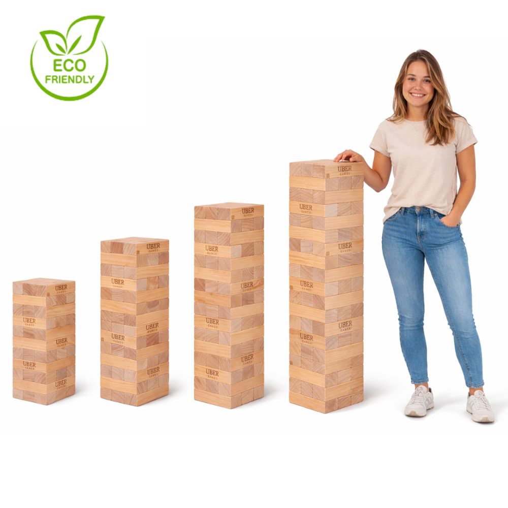 XXL Blocken Stapelturm Spiel - bis 200 cm hoch – FSC-holz, 5 Größen bis 200 cm