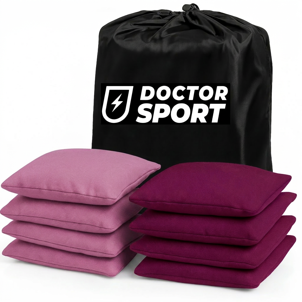 DOCTOR Sport Cornhole Bean Bags 8er Set (4+4) – 15x15 cm – 400 g – All-Weather – Tasche
