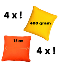 Dr Sport - Set 4 x Orange Cornhole Bean Bags - Wasserfest - 400 gram - 15x15 cm Offiziell