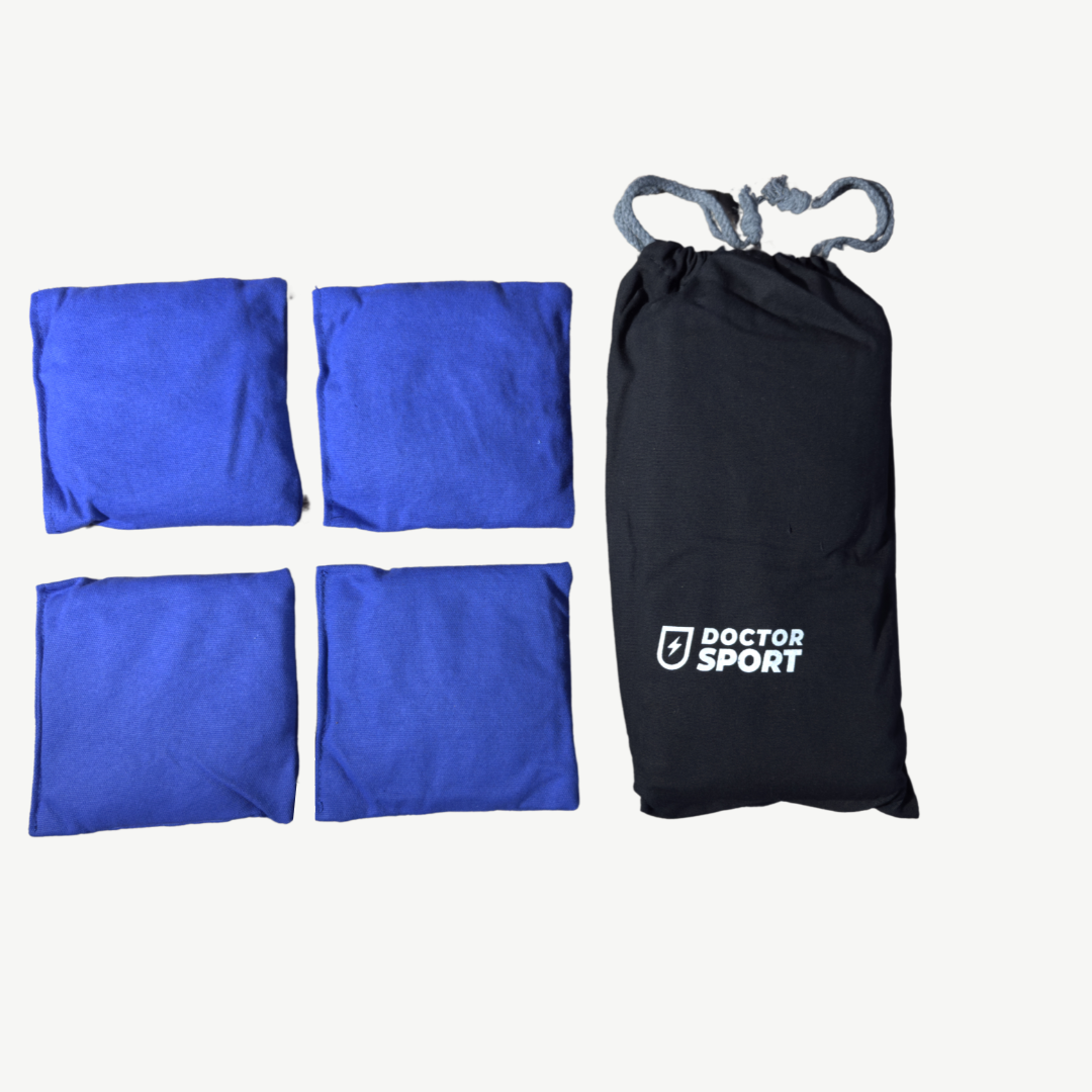 Dr Sport - Set von 4 x blaue Cornhole Bean Bags - 15x15 cm - 400g - Offiziell