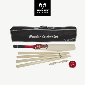 RAM England nr. 1 - Holz Cricket Set - Komplett mit Wicket, Wickethalter, Cricketschläger, Ball