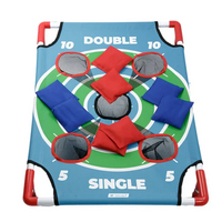 Doppel-CORNHOLE-Set Blau-Rot in Trage-Tasche - komplett für Strand Rasen Spielplatz oder Garten
