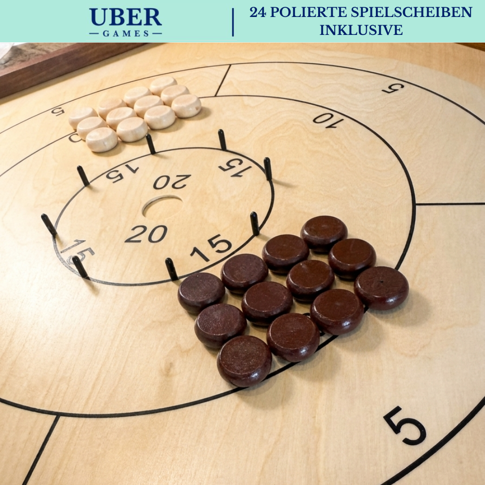 Crokinole - Original 69x69cm - mit Tasche - Kanadisches Strategiespiel - Komplett