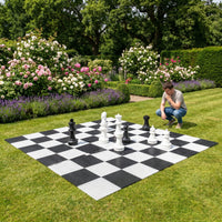 Gummierter Vinyl-Dame- und Schachbrett - 160x160 cm - 64 Einzelteile