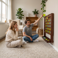Wand-4-Gewinnt Spiel – Holz – 86x78 cm – Grün/Gelb – 9 cm Scheiben – inkl. Befestigungsmaterial