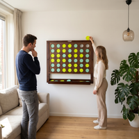 Wand-4-Gewinnt Spiel – Holz – 86x78 cm – Grün/Gelb – 9 cm Scheiben – inkl. Befestigungsmaterial