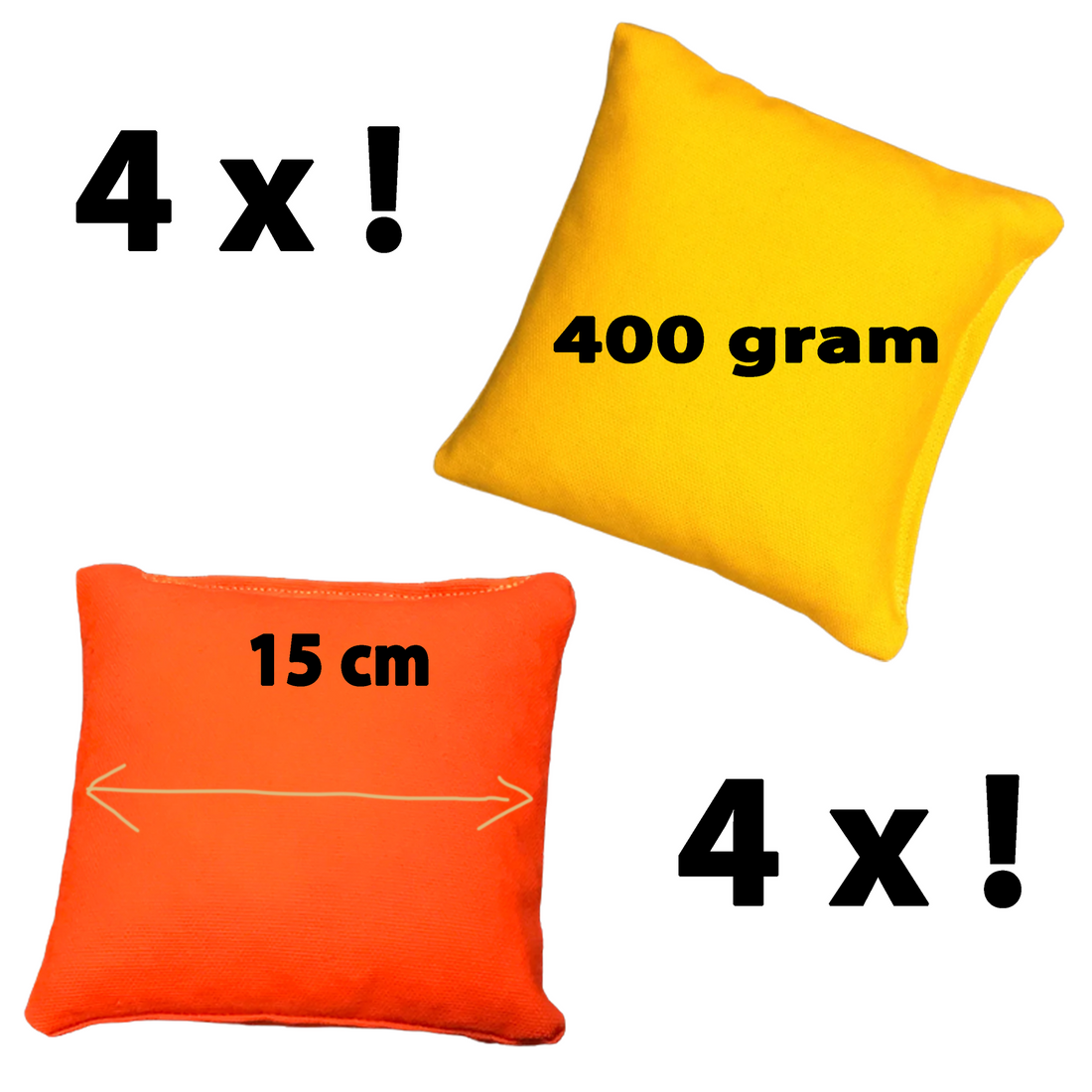 DOCTOR Sport Cornhole Bean Bags 8er Set (4+4) – 15x15 cm – 400 g – All-Weather – Tasche