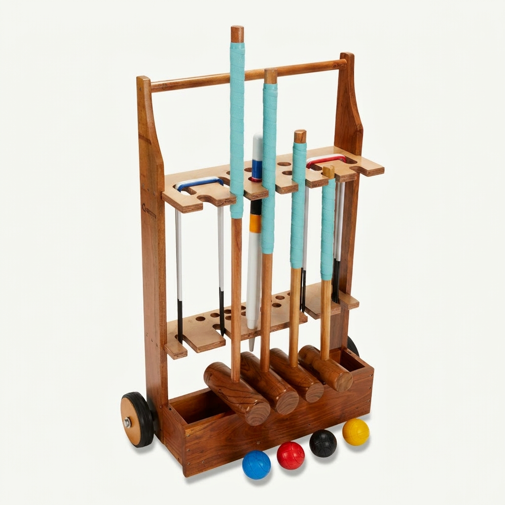Familienkrocket Set - 4 Spieler - Eco Hartholz - Design in England - in Indien hergestellt