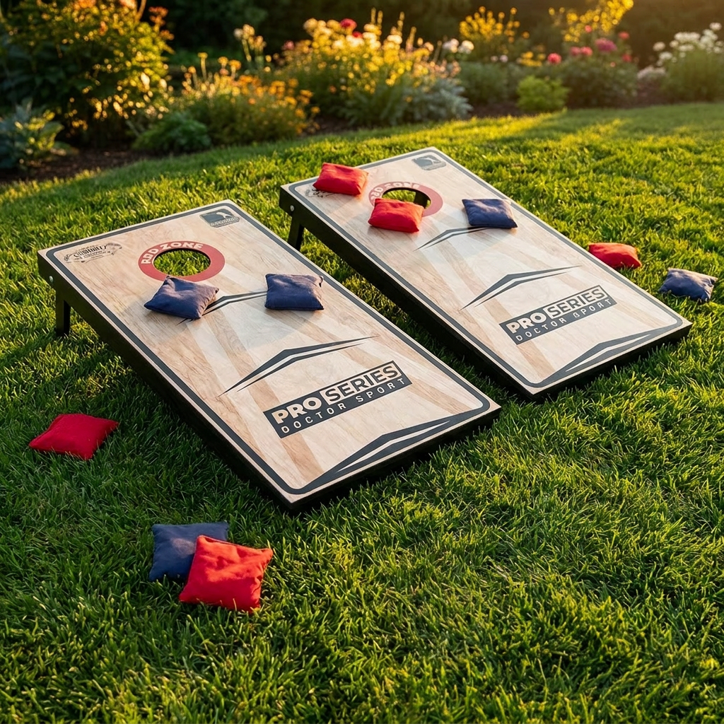 Profi Cornhole Pro Series - 120 x 60cm Set mit 8 Bean Bags und Tragetasche - Red Zone - Superspiel