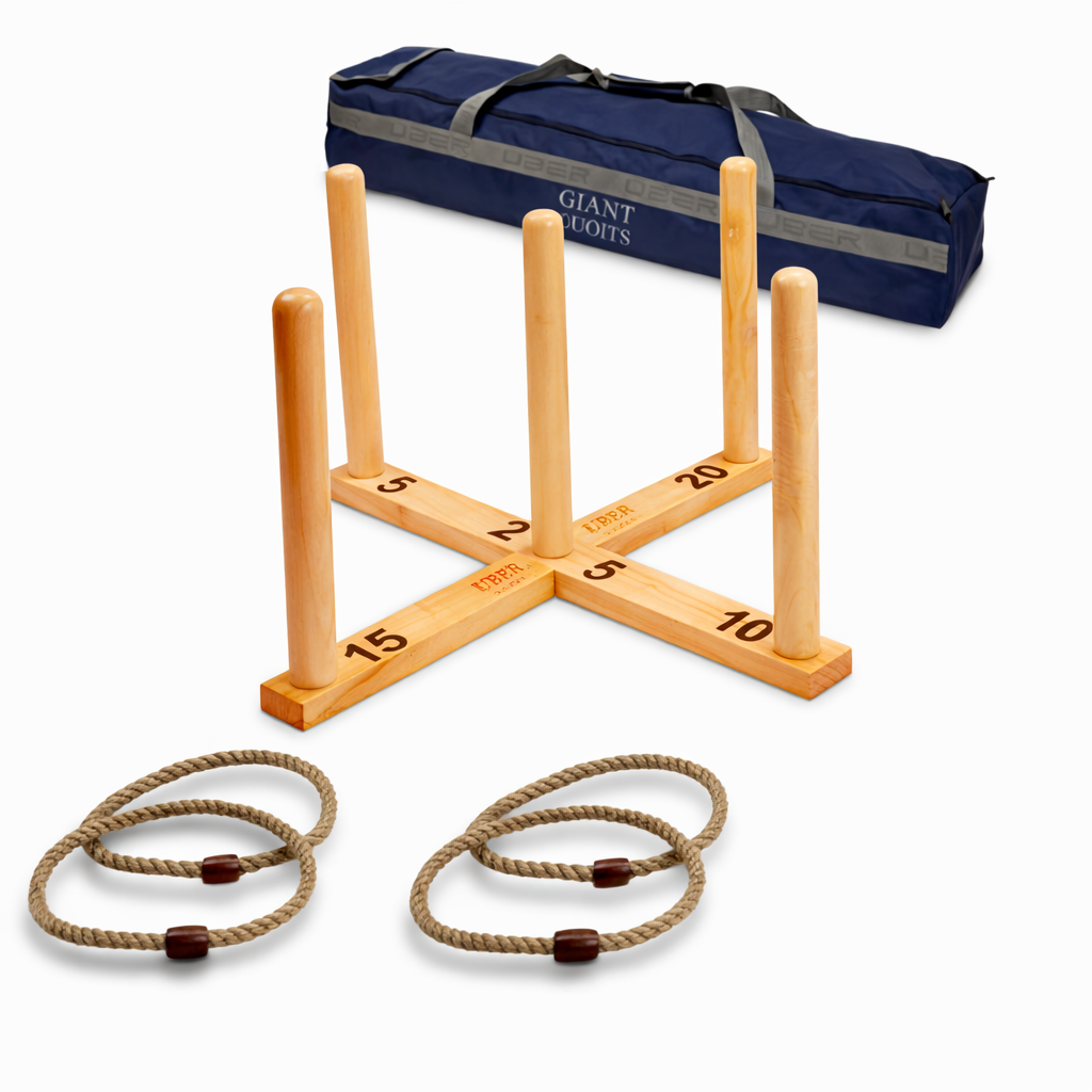 Giga Robust Schwer Ringwurfspiel - Quoits - In ordentlicher Canvas Tasche - 100x100x50cm