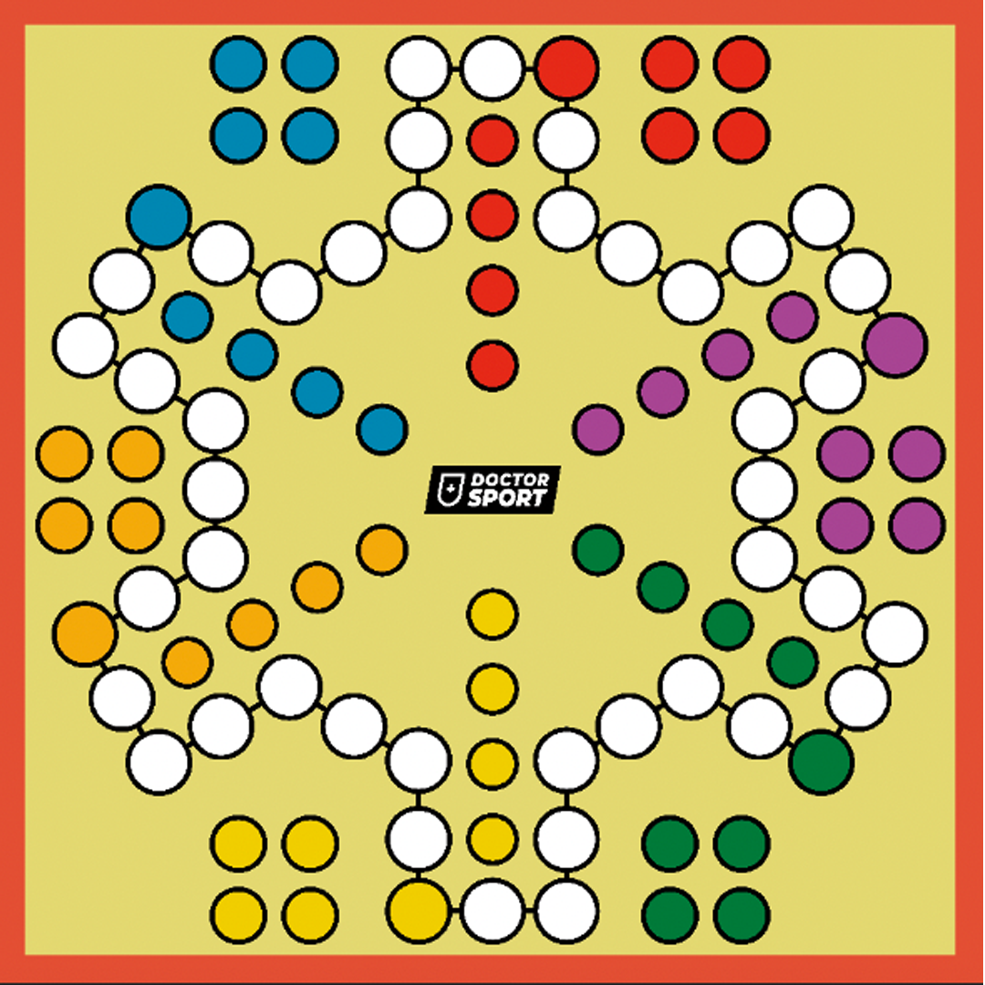 Ludo - Mensch Nicht XXL - 6 Spielern - Spielfeld von 100x100 cm bis 500x500 cm - Mit Würfeln und Spielfiguren!