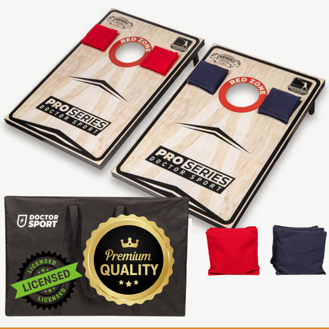 Dr Sport - Cornhole Pro Series - Double Board 90 x 60 cm Set mit 8 Bean Bags und Tragetasche
