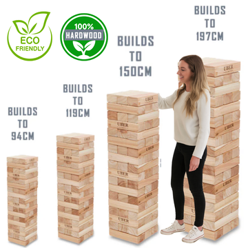 100% Hartholz - Unika Wackelturm Spiel - bis 250cm - Profi - Ihr Logo