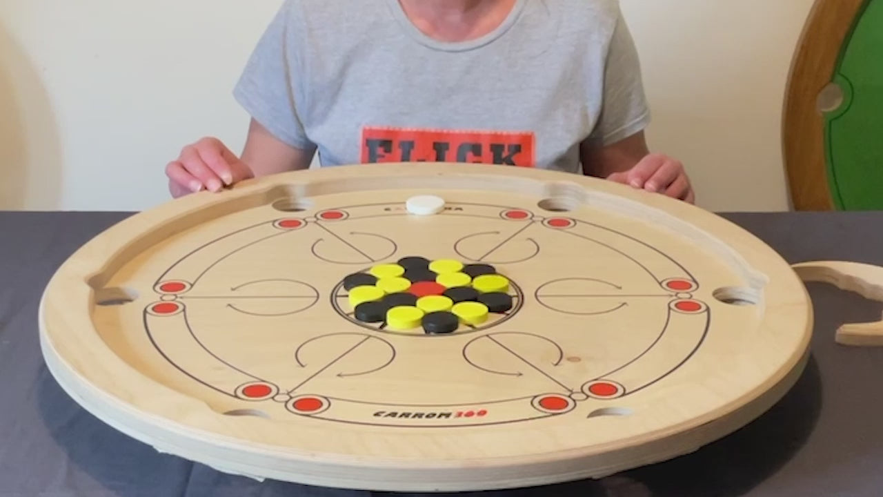 Video des Carrooka Carrom360 Drehbretts in Aktion