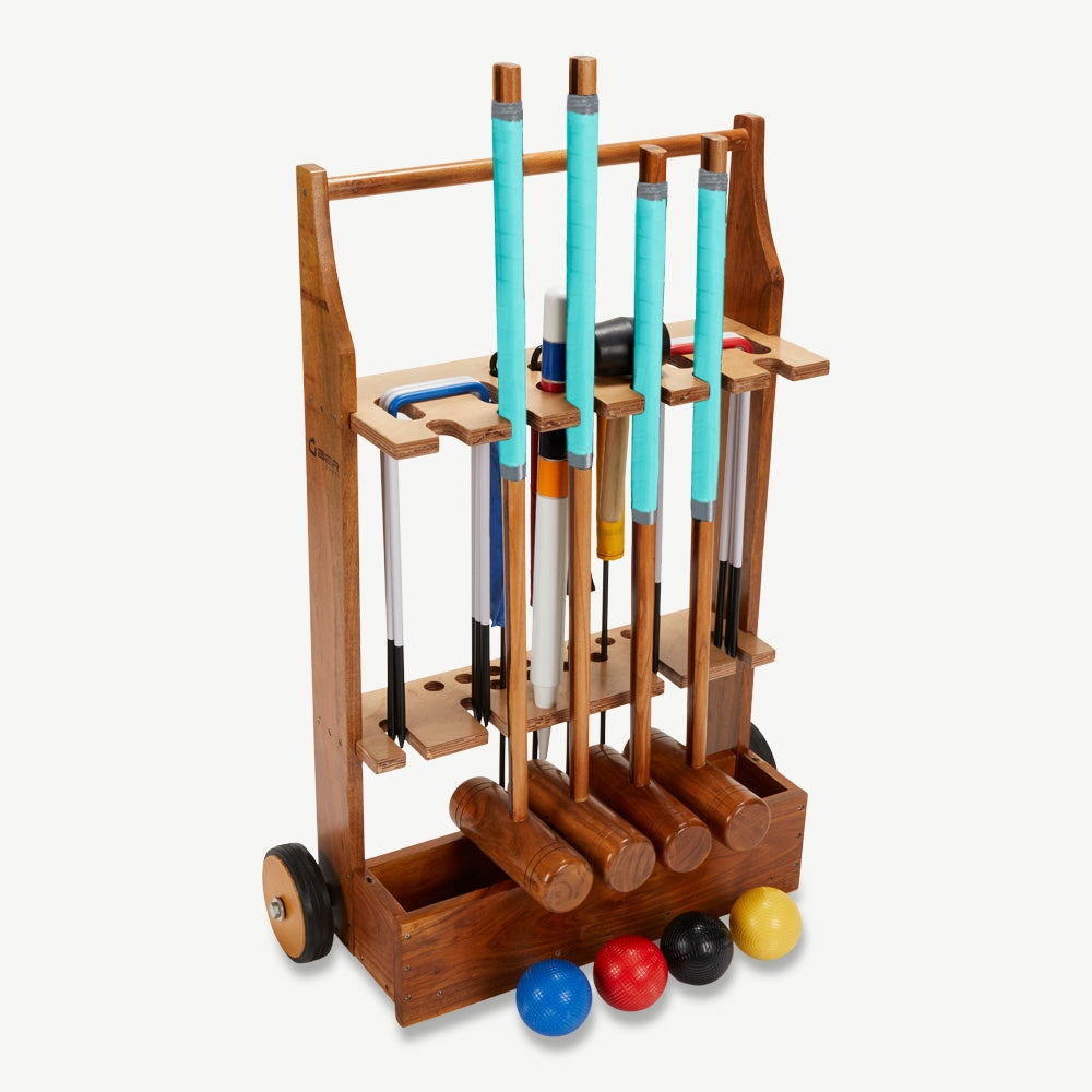 Garten Croquet Set - 4 Spieler - Hartholz- Krocket-Spiel - Crockett Made in Indien ECO holz