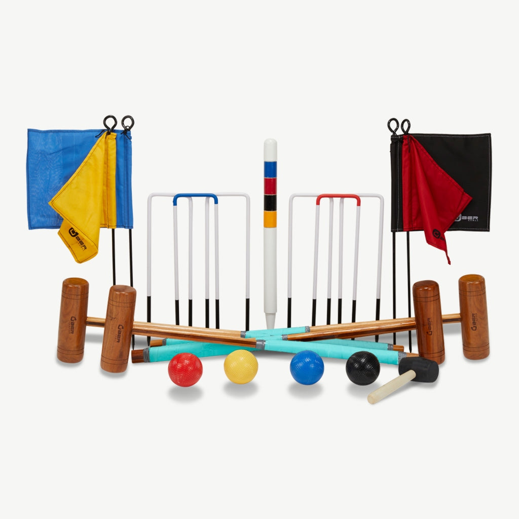 Garten Croquet Set - 4 Spieler - Hartholz- Krocket-Spiel - Crockett Made in Indien ECO holz