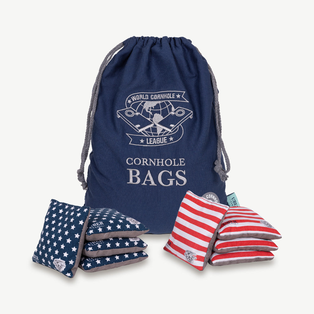 World Cornhole League Cornhole Bean Bags - 4 Stars & 4 Stripes - 1 schnelle Seite 1 Seite gleitet nicht