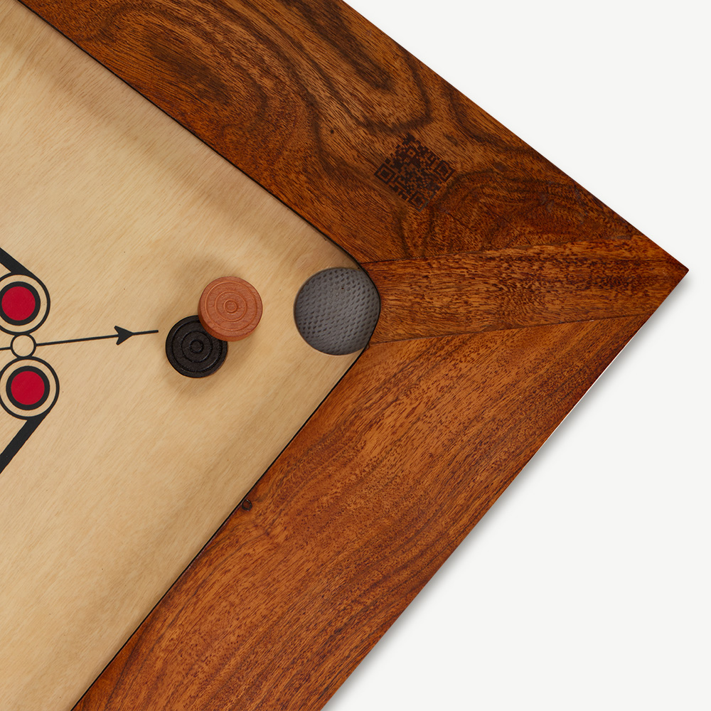 Bulldog Tournament Carrom Set - 14 KG - ECO Hartholz - Karrom Profi Turnier Spiel - Komplett