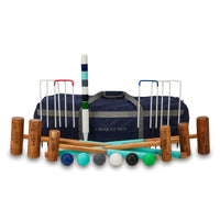 Familie Krocket Set - 6 Spieler - Eco Hartholz - 6 Farben - Stahltore - Komplett Crockett Spiel