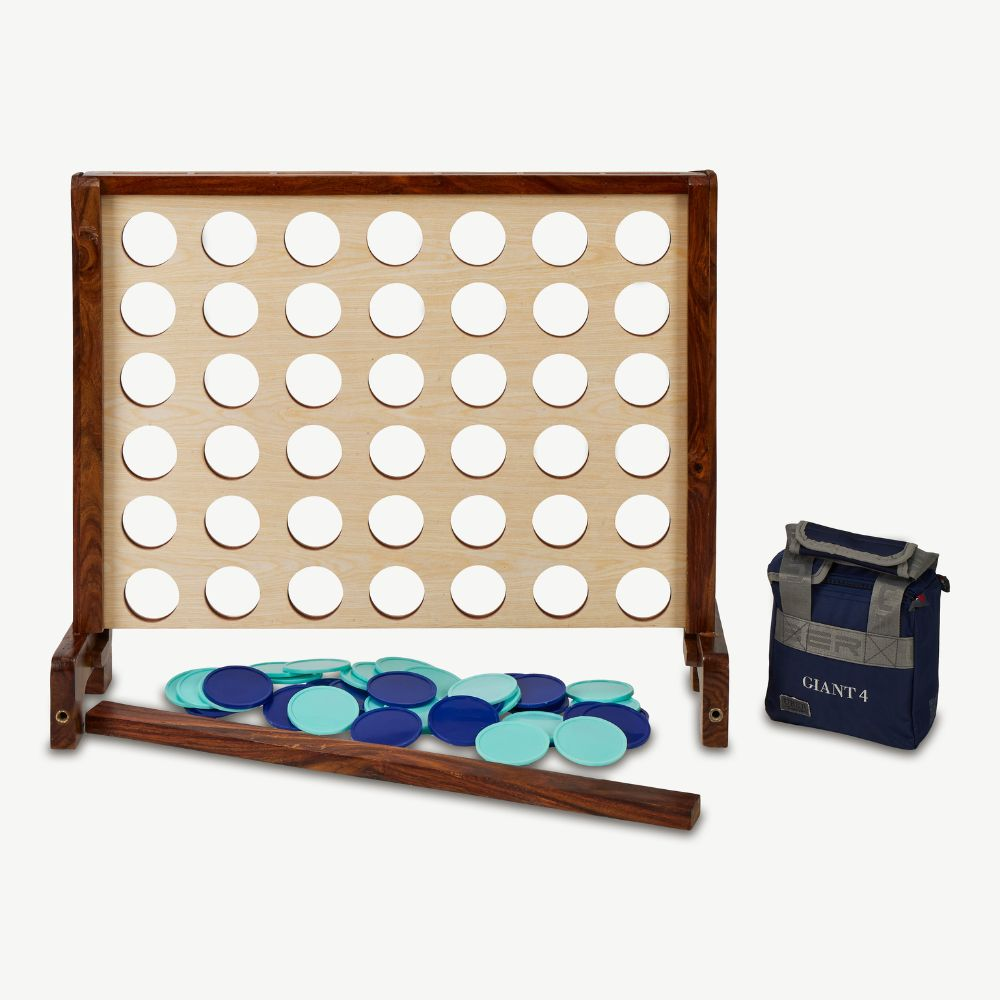 Giga 4 Gewinnt - ECO Eschenholz - 83x63cm - Hartholz Indien - Komplett mit 42 Scheibe