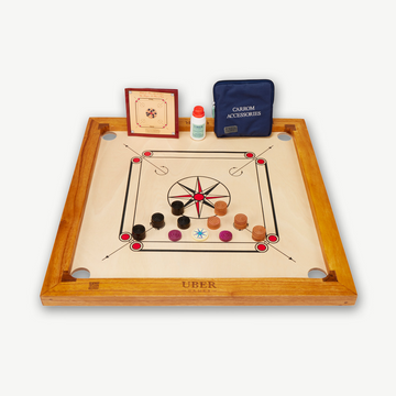 Junior Compact Carrom - 68X68 cm - Eco Hartholz Indien - Kleiner aber toll zu spielen -