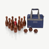 Rosenholz hölzernes Kegel Set - Bowling - In Luxus Tasche - Superluxus - 3 Bälle