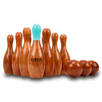 Uber hölzernes Kegel Set/Bowling- ECO Indien Hartholz in stabiler Transporttasche