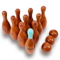 Uber hölzernes Kegel Set/Bowling- ECO Indien Hartholz in stabiler Transporttasche
